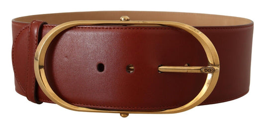 Ceinture élégante en cuir marron Dolce &amp; Gabbana avec accents dorés