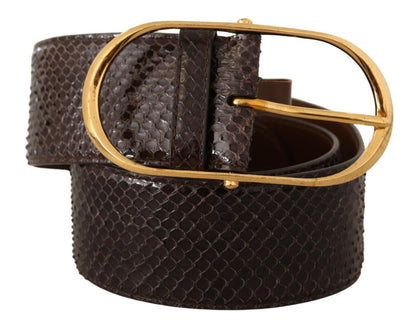 Ceinture élégante en cuir de python Dolce &amp; Gabbana avec boucle dorée