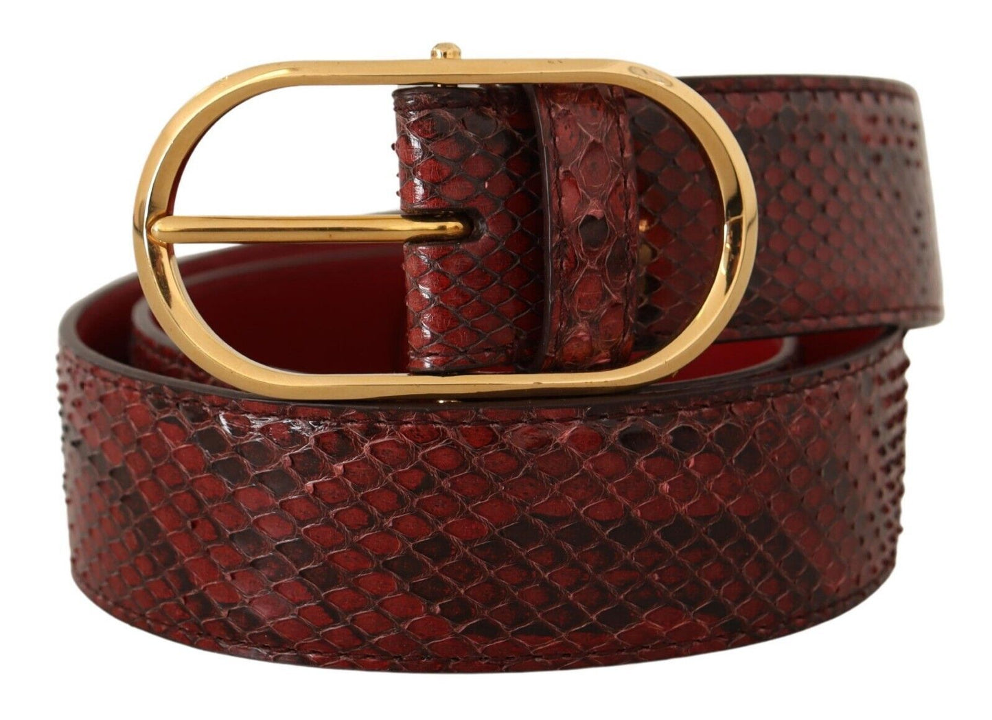 Ceinture élégante en cuir peau de serpent rouge Dolce &amp; Gabbana