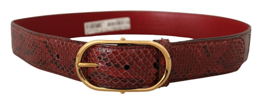 Ceinture élégante en cuir peau de serpent rouge Dolce &amp; Gabbana