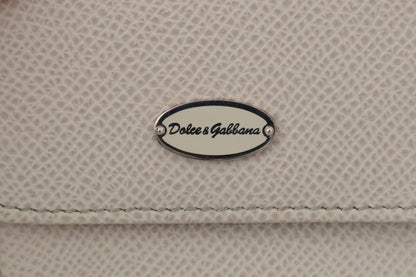 Dolce &amp; Gabbana White Dauphine Leather Holder Pocket Wallet Condom Case