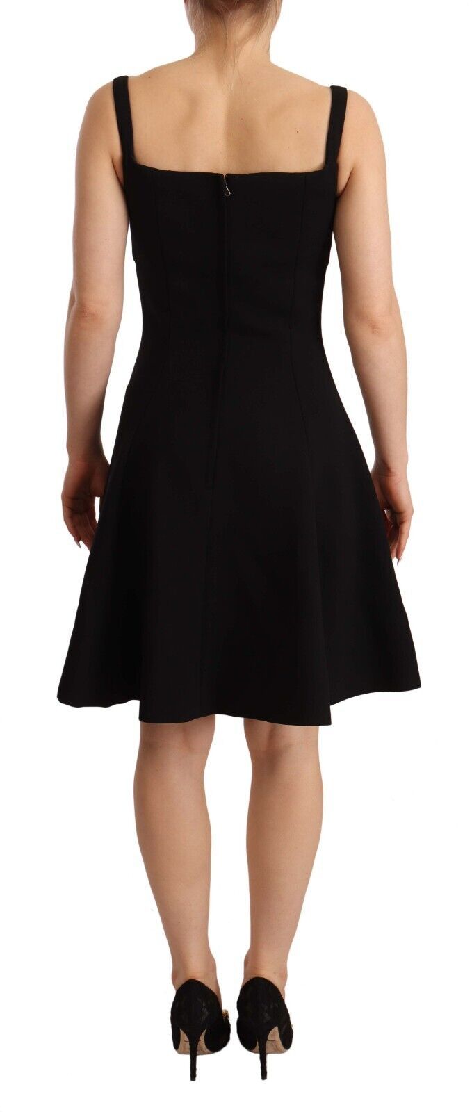 Dolce & Gabbana Black Fit Flare Wool Stretch Sheath Dress by Dolce & Gabbana