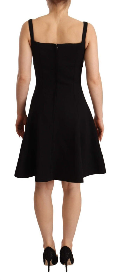 Dolce & Gabbana Black Fit Flare Wool Stretch Sheath Dress by Dolce & Gabbana