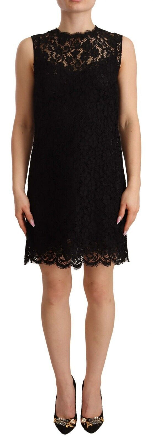 Dolce & Gabbana Black Floral Lace Sheath Sleeveless Mini Dress by Dolce & Gabbana
