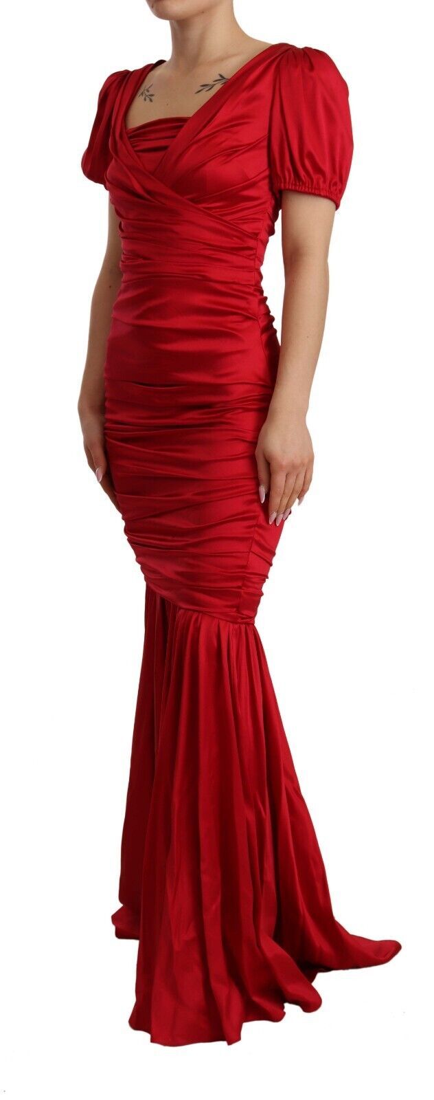 Dolce & Gabbana Red Silk Stretch Sheath Mermaid Gown Dress by Dolce & Gabbana