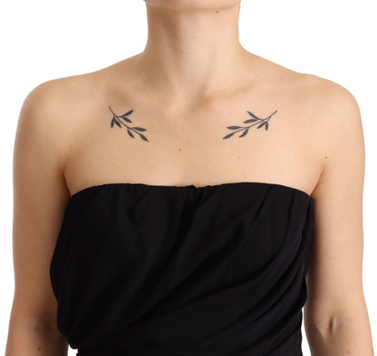 Dolce & Gabbana Black Silk Stretch Strapless Sheath Midi Dress by Dolce & Gabbana