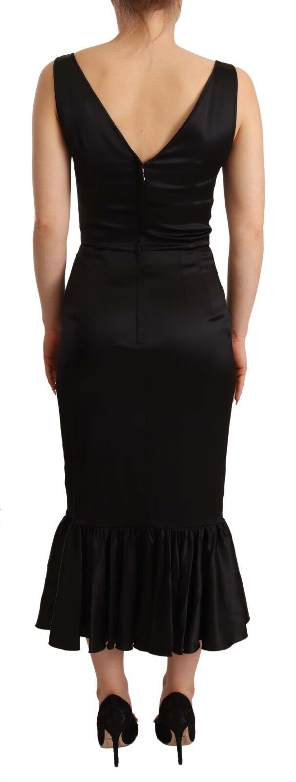 Dolce & Gabbana Black Silk Stretch Sheath Mermaid Midi Dress by Dolce & Gabbana