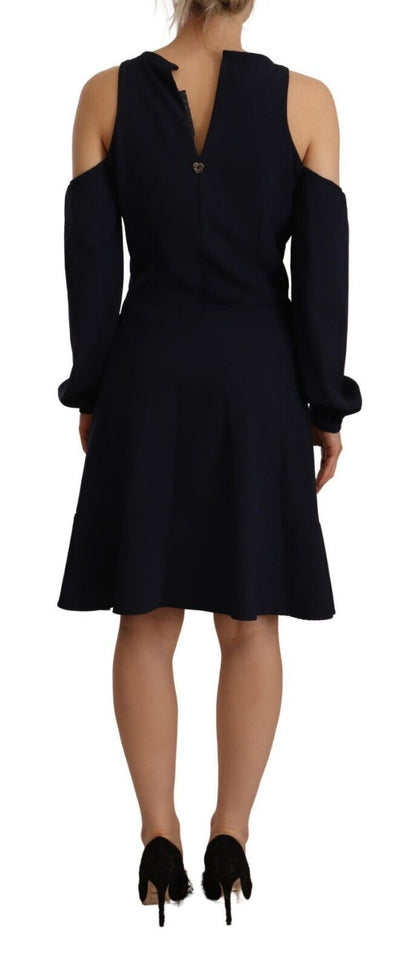 Twinset Black Long Sleeves Open Shoulder A-line Dress by Twinset