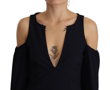 Twinset Black Long Sleeves Open Shoulder A-line Dress by Twinset