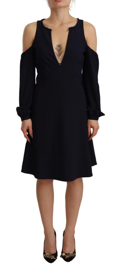 Twinset Black Long Sleeves Open Shoulder A-line Dress by Twinset