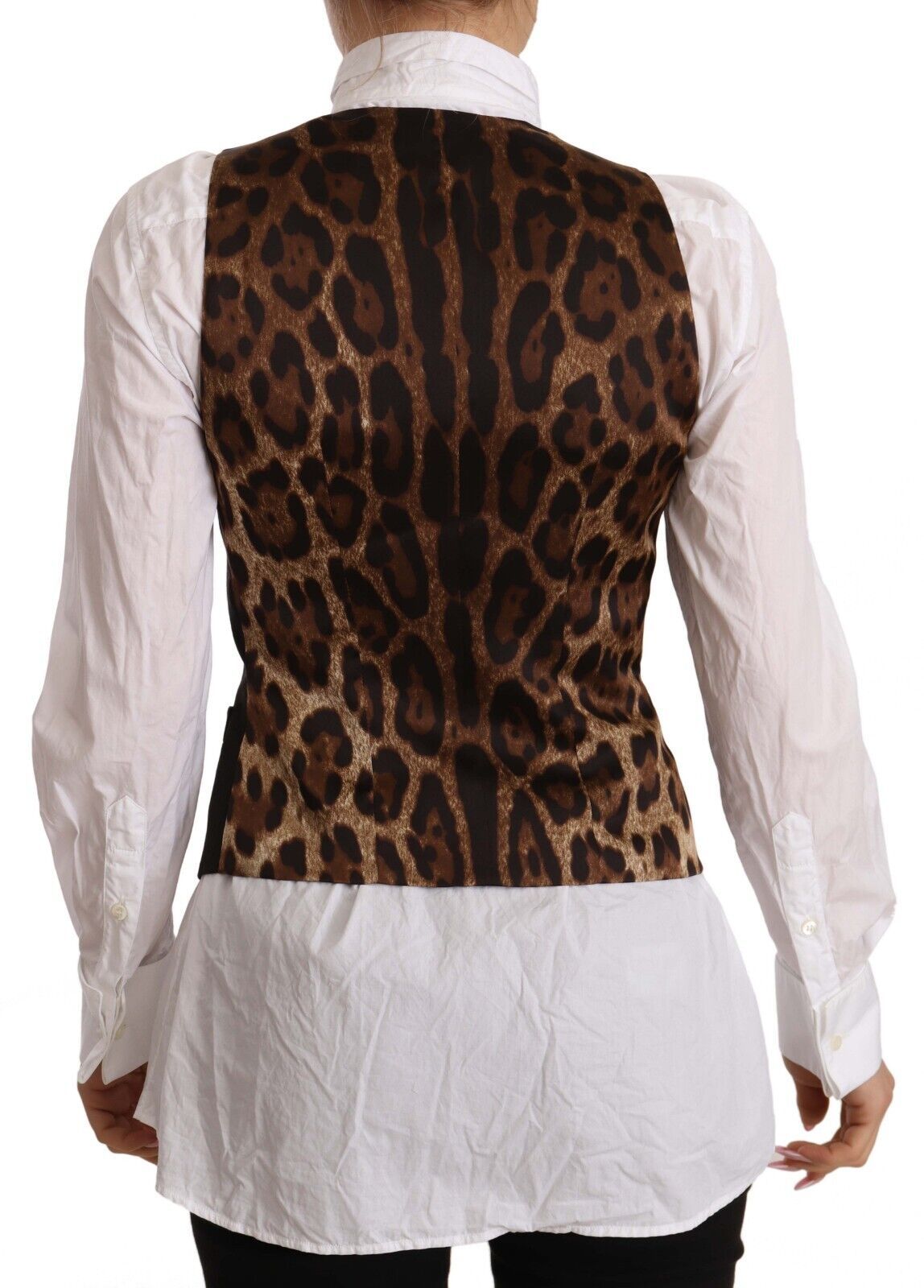 Dolce &amp; Gabbana Black Button Down Sleeveless Vest Polyester Top