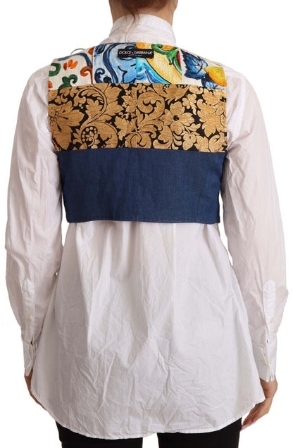 Débardeur court multicolore Dolce &amp; Gabbana avec boutons décoratifs