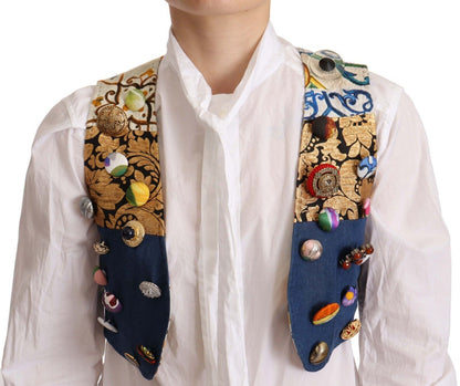 Débardeur court multicolore Dolce &amp; Gabbana avec boutons décoratifs