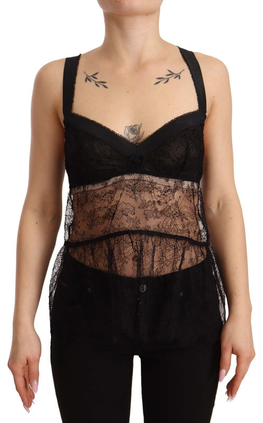 Nuisette élégante en soie noire Dolce &amp; Gabbana