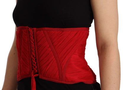 Dolce &amp; Gabbana Élégant haut corset en soie rouge avec ceinture