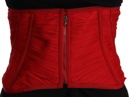 Dolce &amp; Gabbana Élégant haut corset en soie rouge avec ceinture