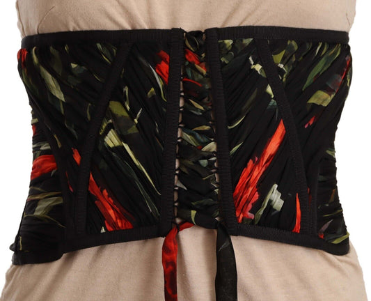 Dolce &amp; Gabbana Élégant haut corset en soie noire avec ceinture