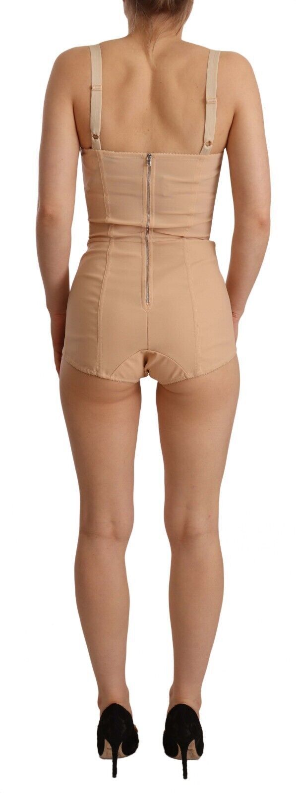 Body extensible beige à empiècements en dentelle Dolce &amp; Gabbana