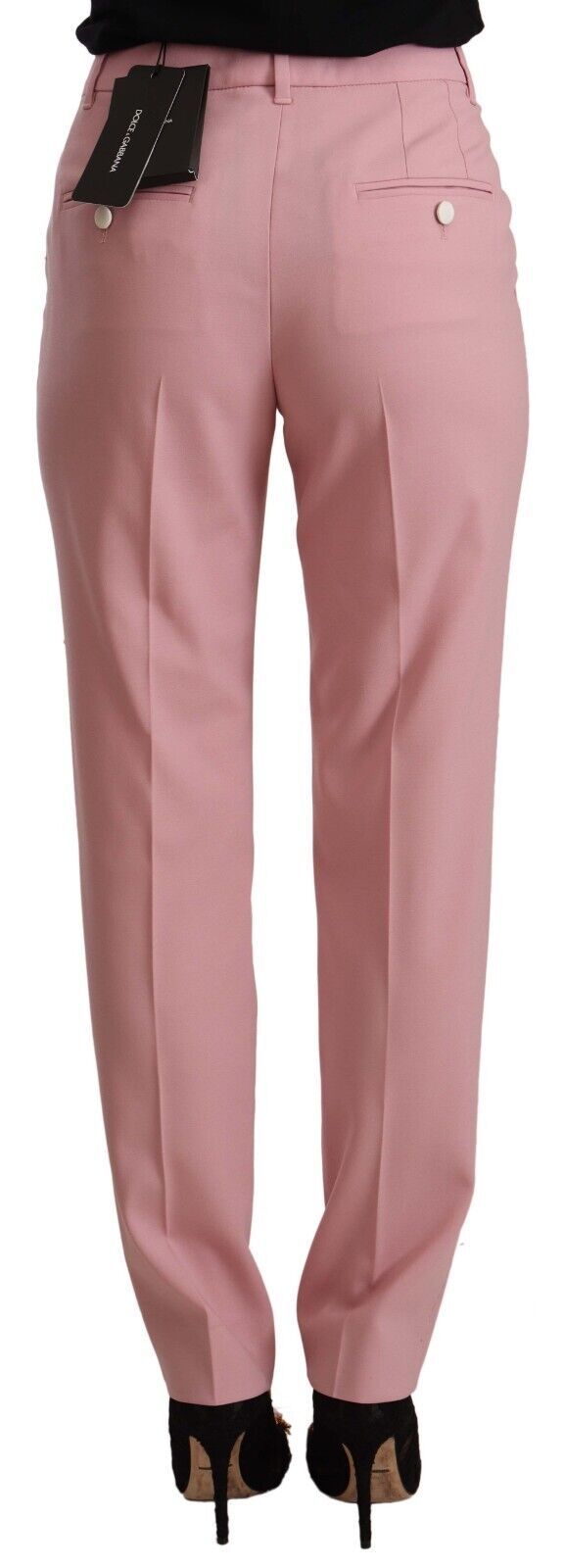 Dolce & Gabbana Pink Wool Stretch High Waist Trouser Pants by Dolce & Gabbana