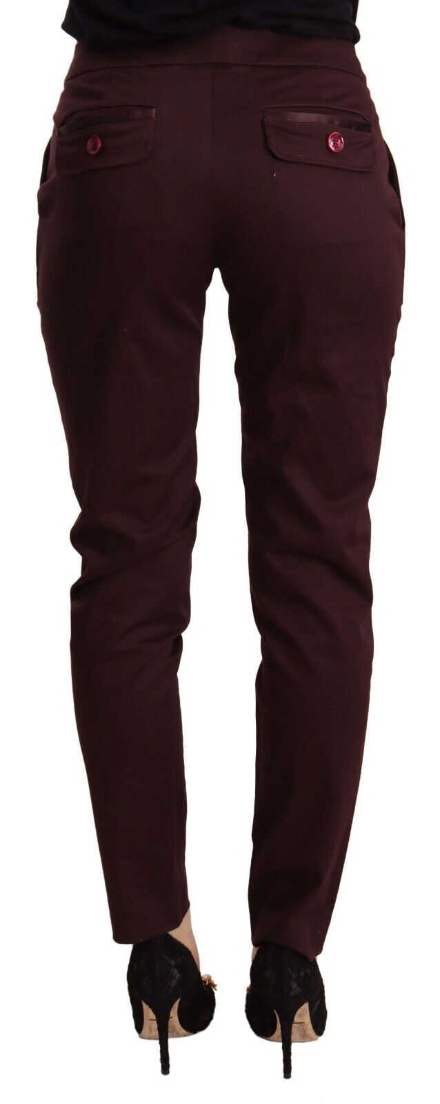 Just Cavalli Maroon Mid Waist Skinny Women Trouser Pants by Just Cavalli