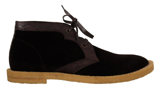 Bottines en cuir exotique Caïman Dolce &amp; Gabbana marron