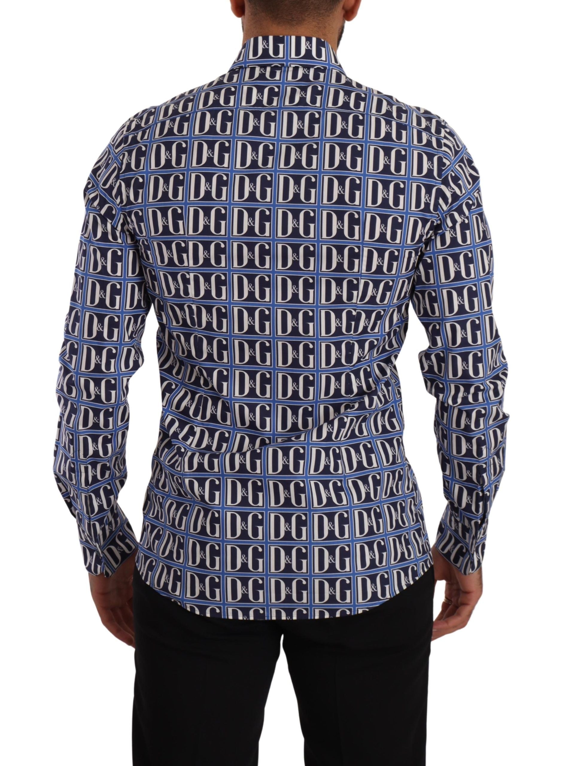 Dolce & Gabbana Blue Logo Mania Slim Fit Cotton Shirt by Dolce & Gabbana