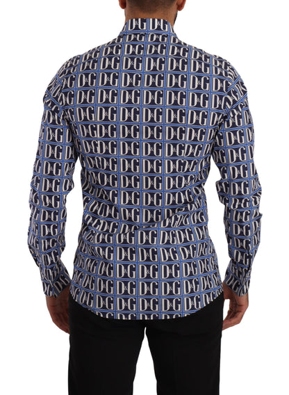 Dolce & Gabbana Blue Logo Mania Slim Fit Cotton Shirt by Dolce & Gabbana