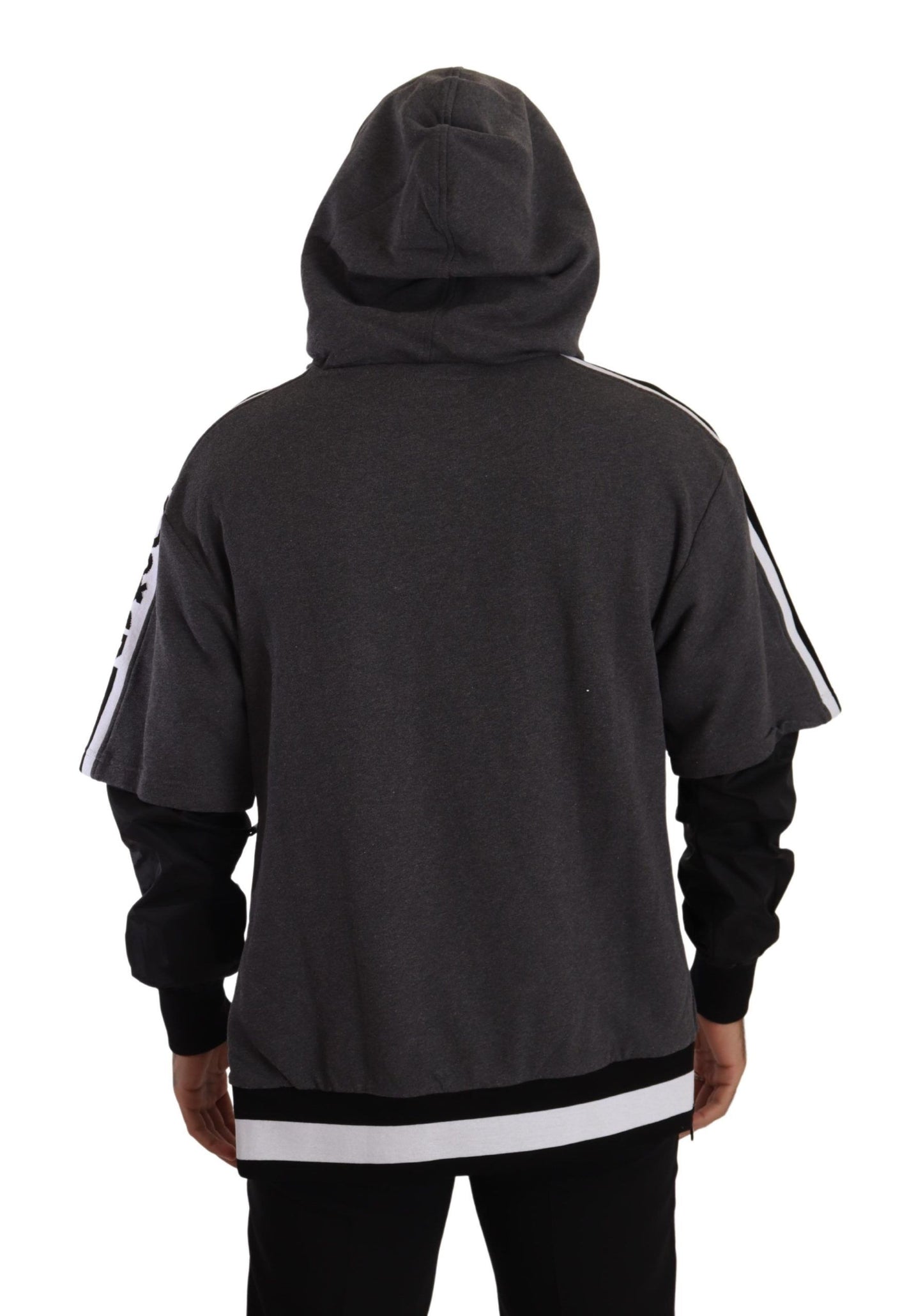 Dolce &amp; Gabbana Gray Black Cotton Hooded #DGMILLENNIALS Sweater
