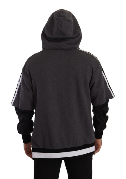 Dolce &amp; Gabbana Gray Black Cotton Hooded #DGMILLENNIALS Sweater