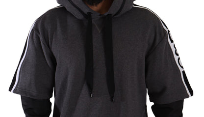 Dolce &amp; Gabbana Gray Black Cotton Hooded #DGMILLENNIALS Sweater