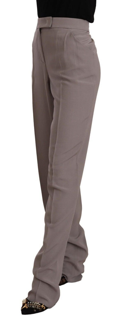 Armani Brown High Waist Silk Tapered Long Pants by Armani