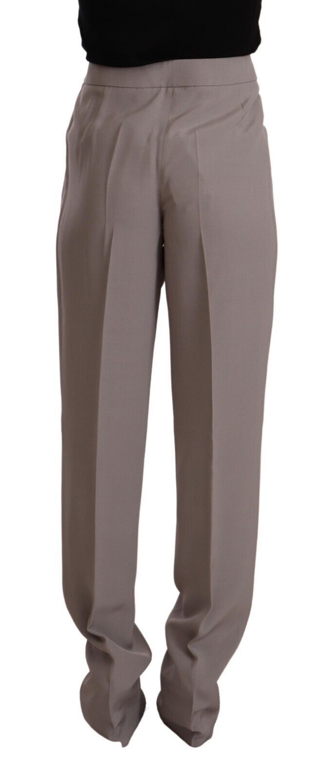 Armani Brown High Waist Silk Tapered Long Pants by Armani