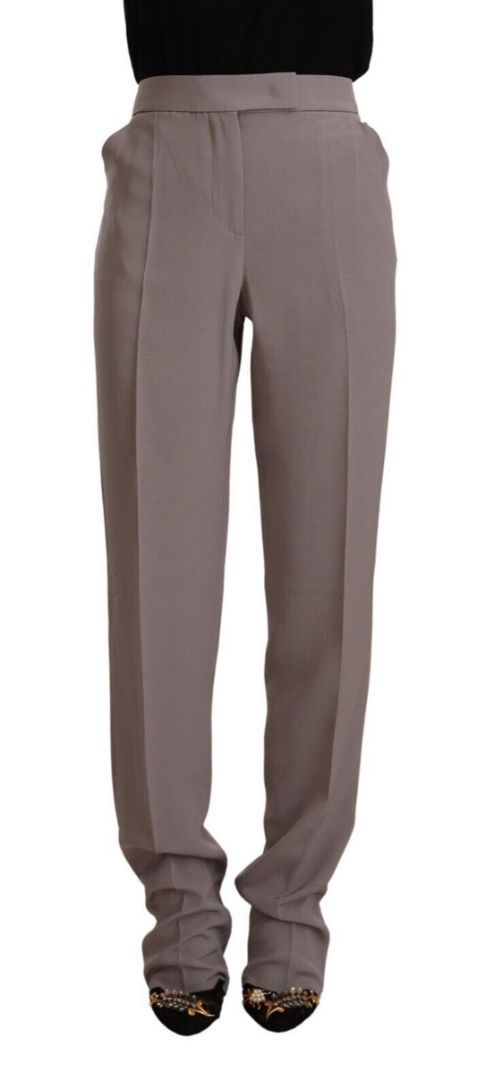 Armani Brown High Waist Silk Tapered Long Pants by Armani
