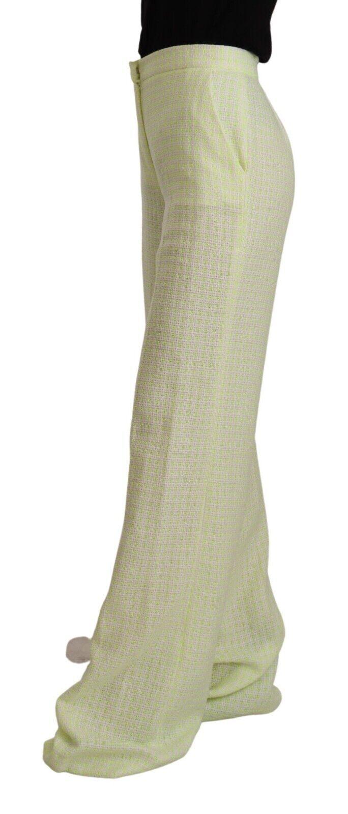 MSGM Yellow Green Cotton High Waist Straight Long Pants by MSGM