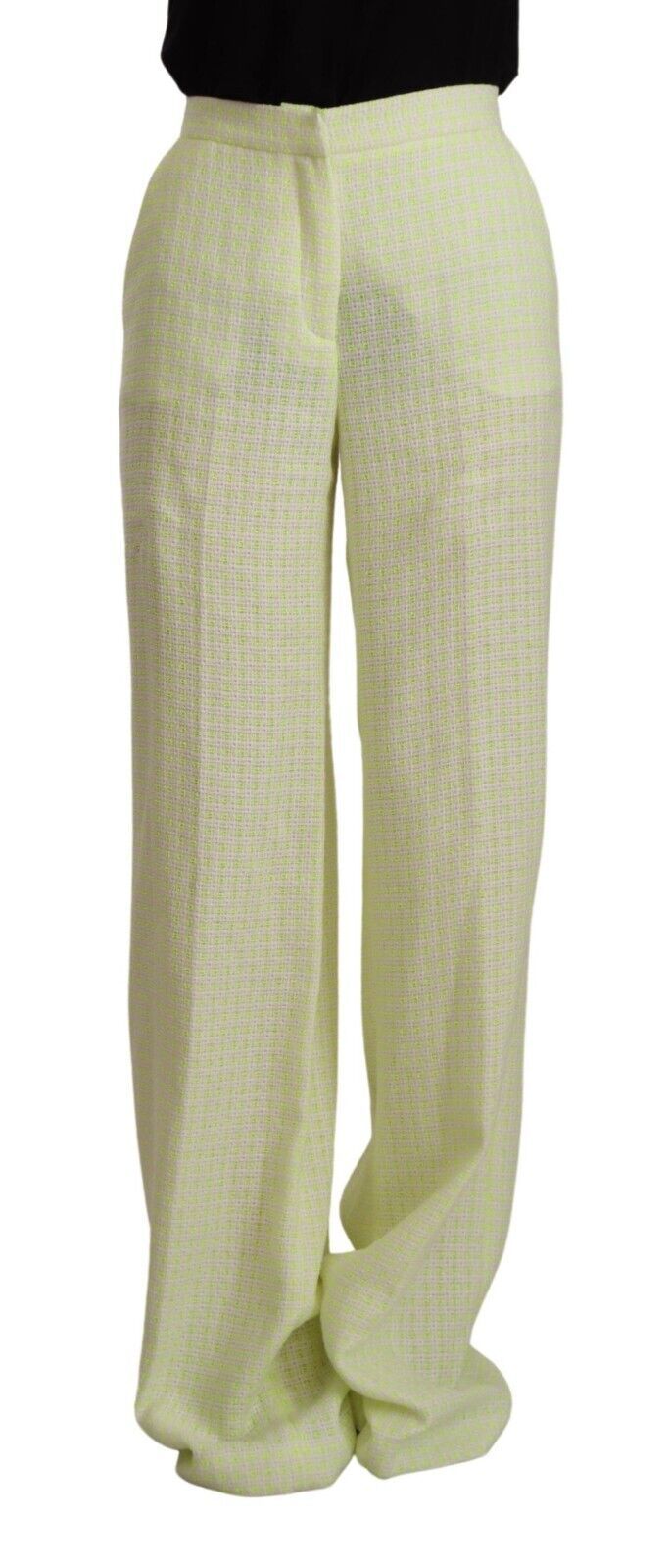 MSGM Yellow Green Cotton High Waist Straight Long Pants by MSGM