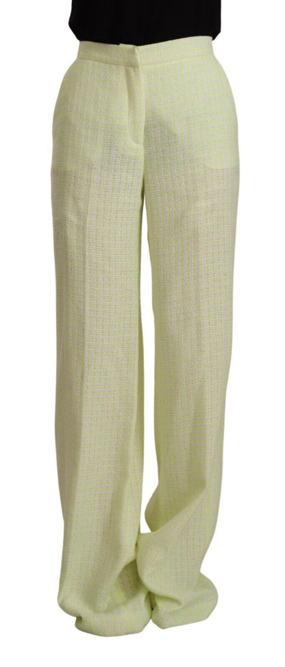 MSGM Yellow Green Cotton High Waist Straight Long Pants by MSGM