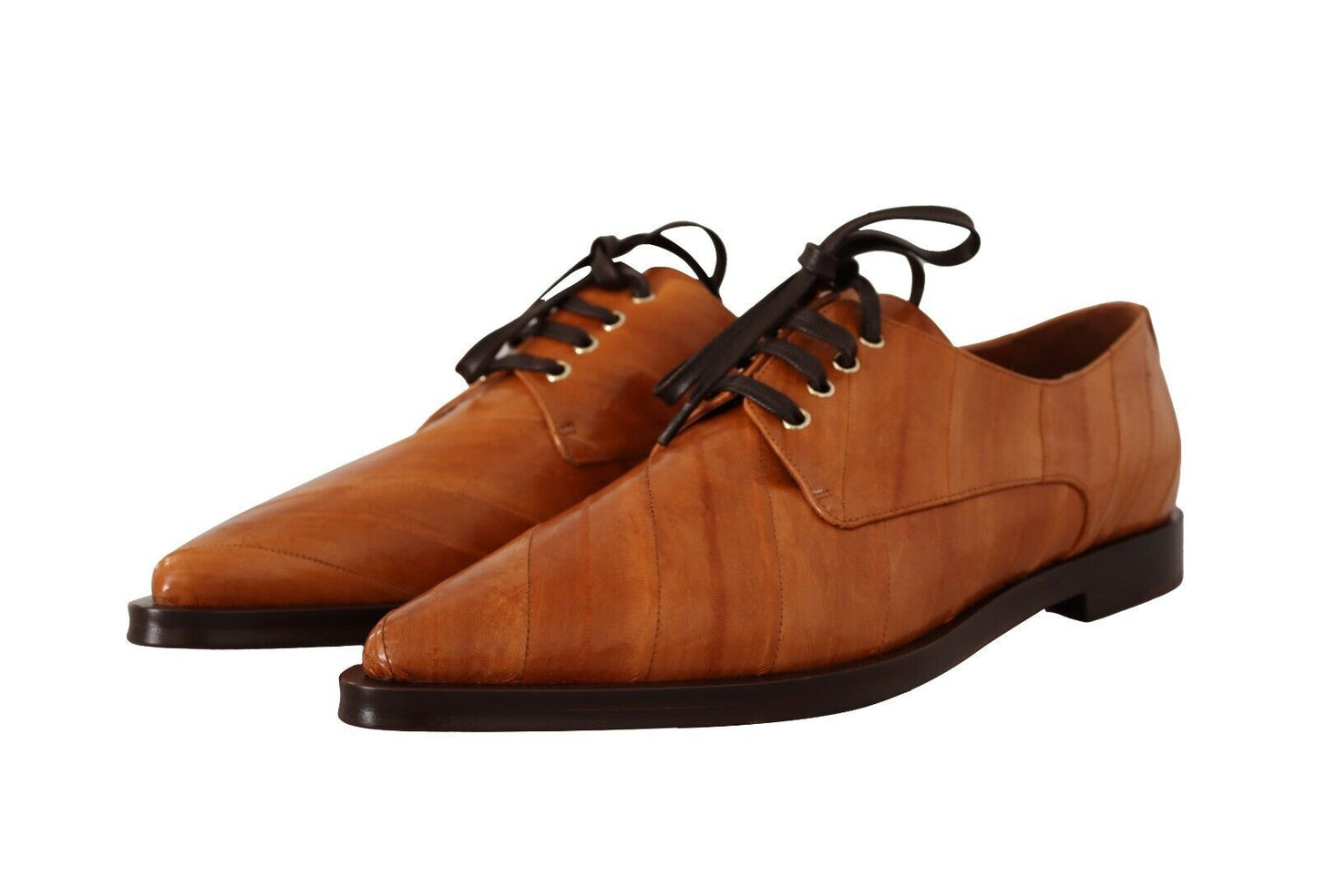 Dolce &amp; Gabbana Élégantes ballerines à lacets en cuir d'anguille