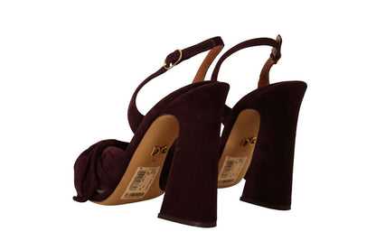 Dolce &amp; Gabbana Dark Purple Suede Ankle Strap Sandals Shoes