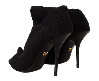 Bottes chaussettes extensibles noires élégantes Dolce &amp; Gabbana
