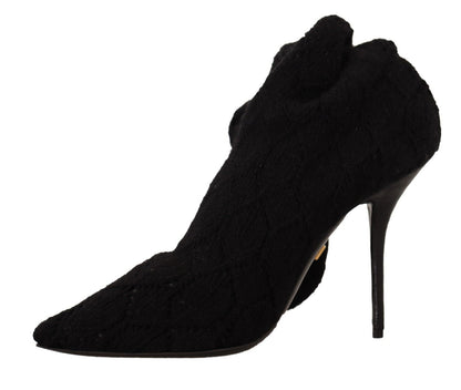 Bottes chaussettes extensibles noires élégantes Dolce &amp; Gabbana