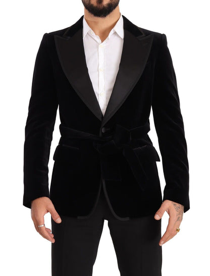Dolce &amp; Gabbana Black Velvet Single Breasted One Button Blazer