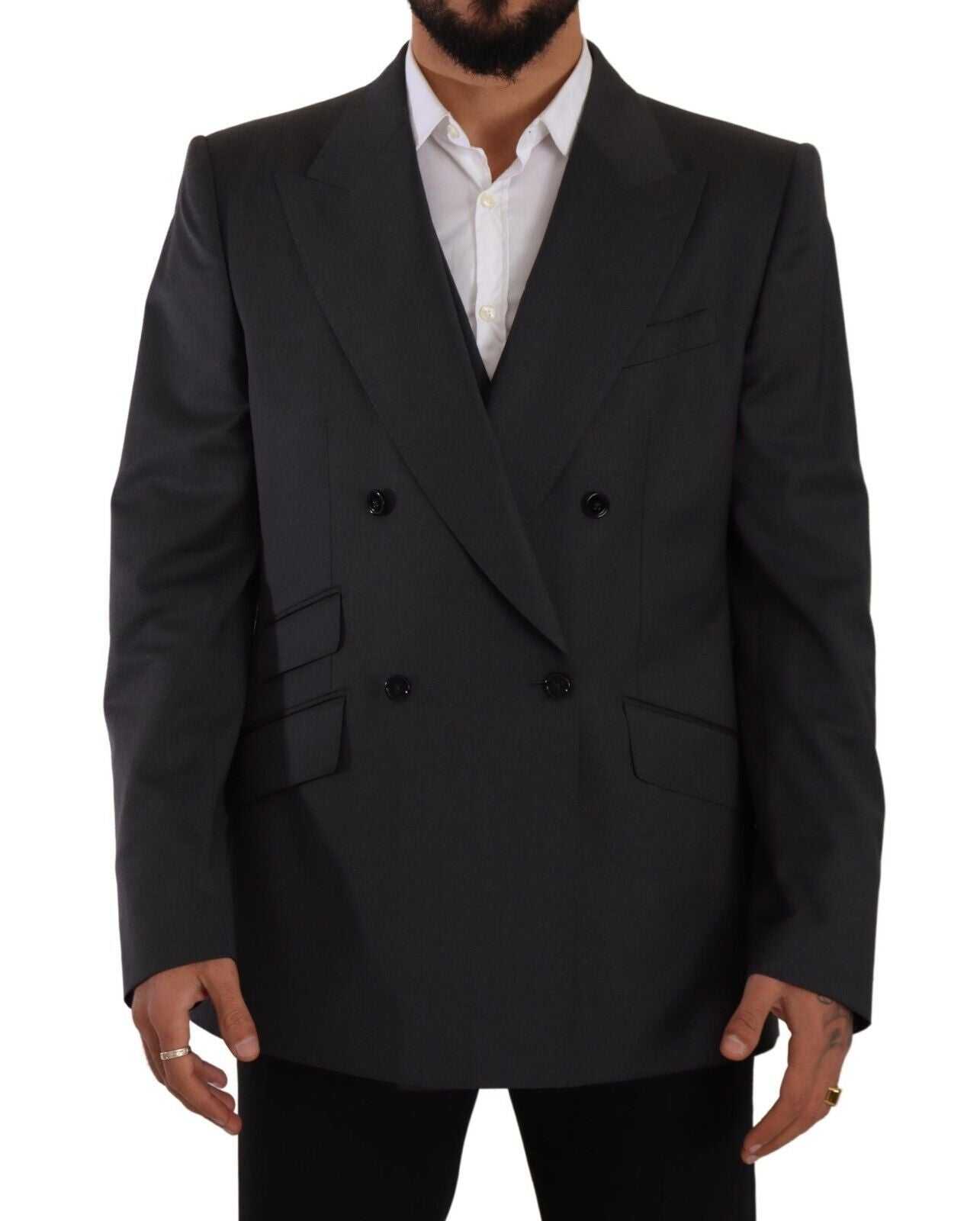 Dolce &amp; Gabbana Gray Double Breasted 2 Piece SICILIA Blazer
