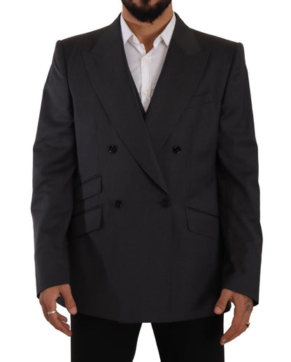Dolce &amp; Gabbana Gray Double Breasted 2 Piece SICILIA Blazer