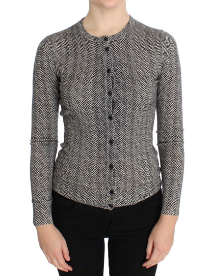 Dolce &amp; Gabbana Élégant cardigan en laine noir et blanc