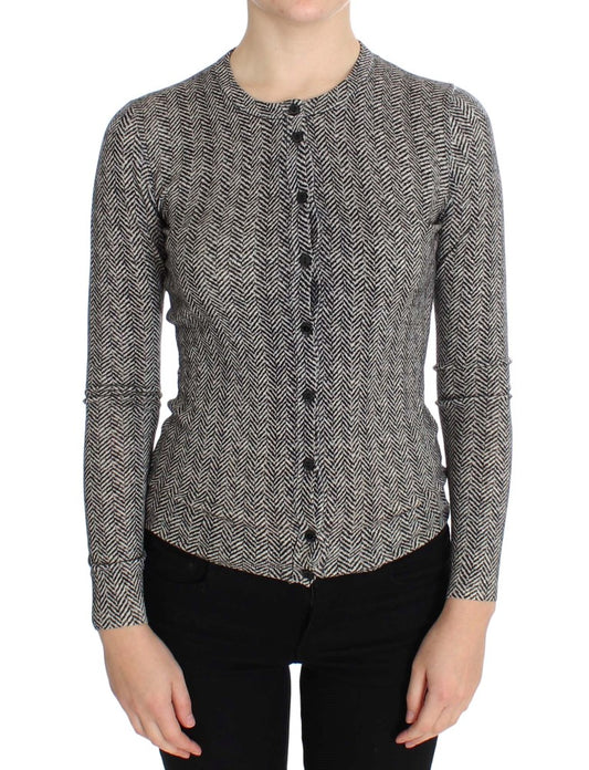 Dolce &amp; Gabbana Élégant cardigan en laine noir et blanc