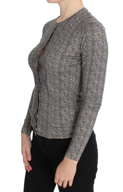 Dolce &amp; Gabbana Élégant cardigan en laine noir et blanc