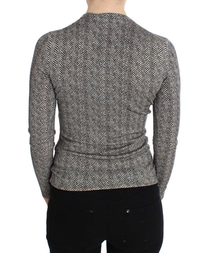 Dolce &amp; Gabbana Élégant cardigan en laine noir et blanc