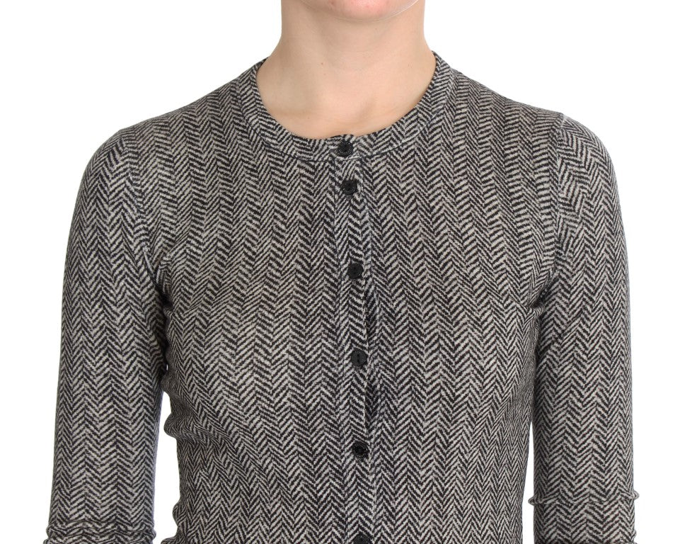 Dolce &amp; Gabbana Élégant cardigan en laine noir et blanc