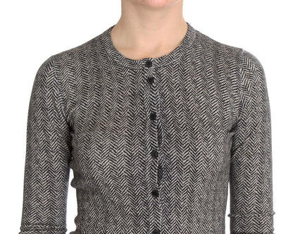 Dolce &amp; Gabbana Élégant cardigan en laine noir et blanc