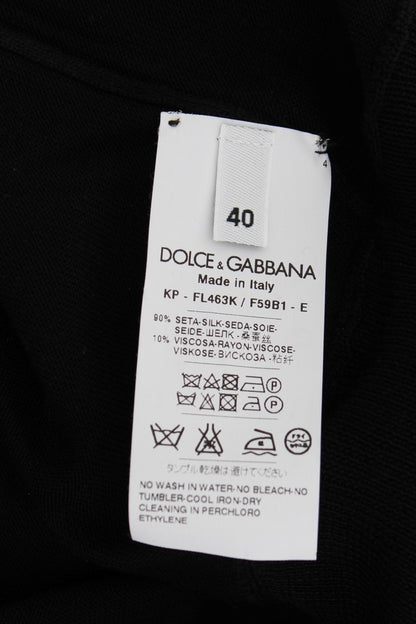 Dolce &amp; Gabbana Élégant haut polo en soie noire à fleurs